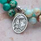 Pulsera Rosario de Piedra Shoushan y Piedra de Vetas Verdes: Devoción y Gracia Terrenal