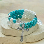 Pulsera Rosario de Yeso y Turquesa: Devoción y Calma Celestial