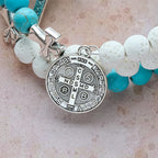 Pulsera Rosario de Yeso y Turquesa: Devoción y Calma Celestial