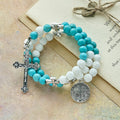 Pulsera Rosario de Yeso y Turquesa: Devoción y Calma Celestial