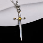 Collar con Dije de San Miguel con Espada y Escudo Ovalado en Dos Tonos