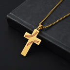 Collar de Cruz con Costura de Béisbol: Devoción Atlética y Frase Inspiradora