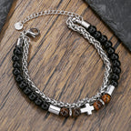 Pulsera de Ojo de Tigre y Ónix Negro: Identidad de Fe y Devoción Eterna