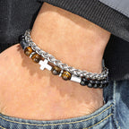 Pulsera de Ojo de Tigre y Ónix Negro: Identidad de Fe y Devoción Eterna