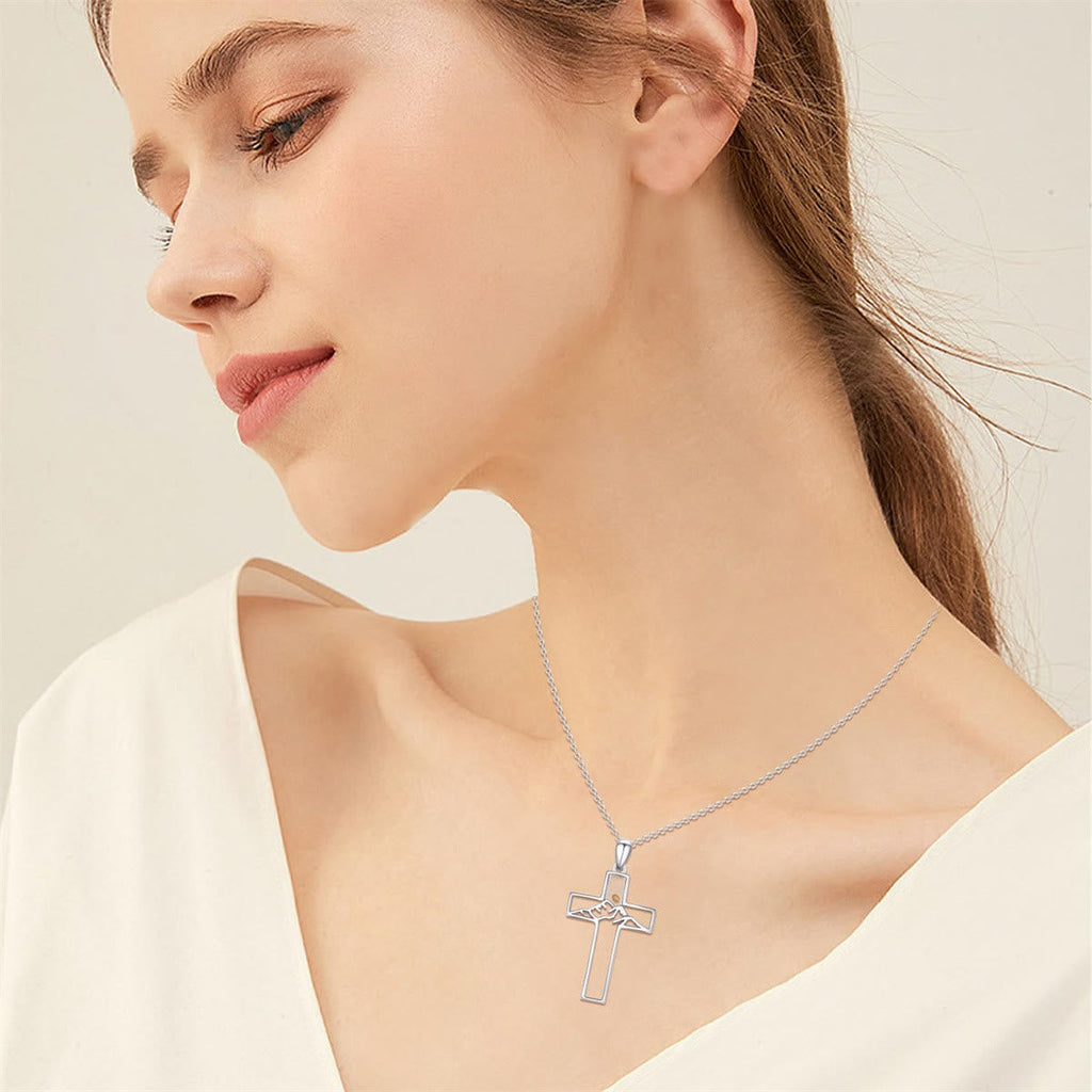 Collar de Cruz Semilla de Mostaza y Montaña: Perseverancia de la Fe