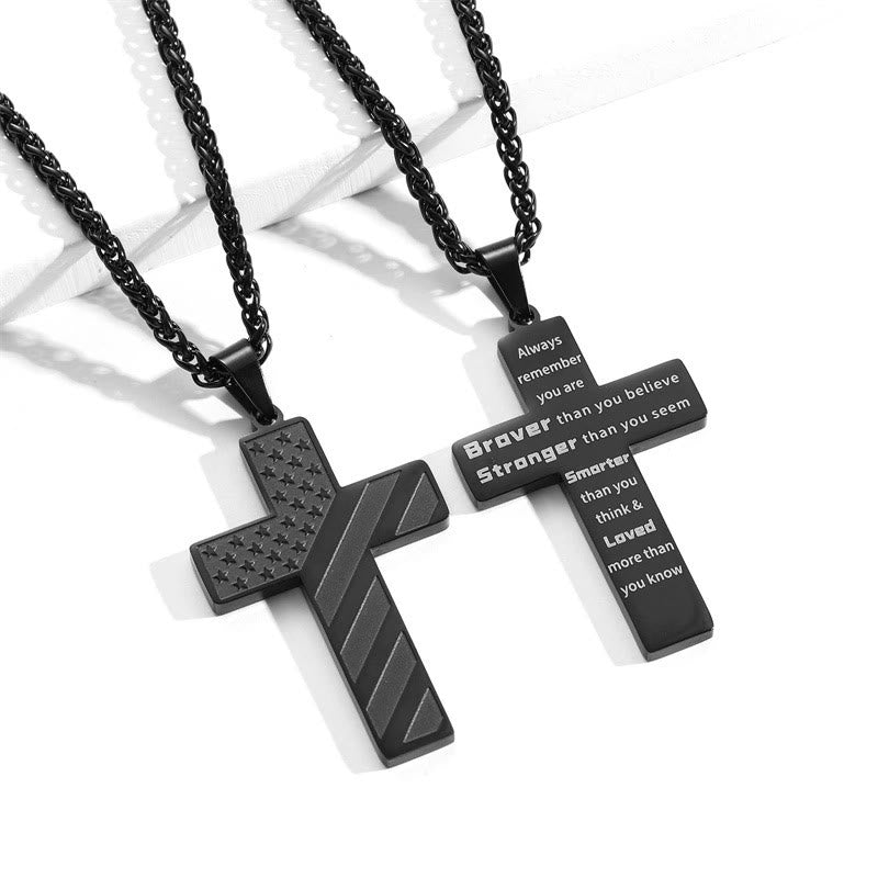 Collar de Cruz Tricolor con Bandera y Escritura: Expresión Patriótica