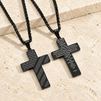 Tri-Color Cross Necklace with American Flag & Scripture