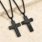Tri-Color Cross Necklace with American Flag & Scripture