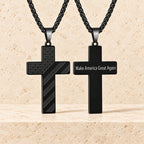 Tri-Color Cross Necklace with American Flag & Scripture