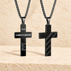 Tri-Color Cross Necklace with American Flag & Scripture
