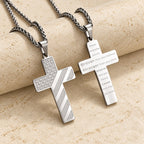 Tri-Color Cross Necklace with American Flag & Scripture