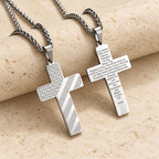 Tri-Color Cross Necklace with American Flag & Scripture