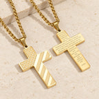 Tri-Color Cross Necklace with American Flag & Scripture