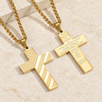 Tri-Color Cross Necklace with American Flag & Scripture