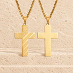 Tri-Color Cross Necklace with American Flag & Scripture