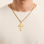 Tri-Color Cross Necklace with American Flag & Scripture