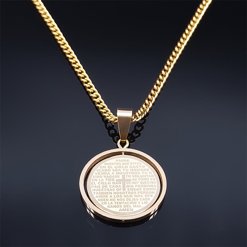 Collar con Dije Giratorio del Padre Nuestro: Devoción y Versatilidad Sagrada