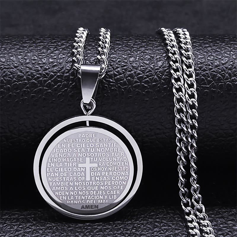 Collar con Dije Giratorio del Padre Nuestro: Devoción y Versatilidad Sagrada