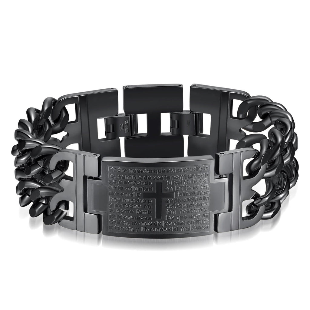 Pulsera de Cruz y Oración: Texto Sagrado y Moda con Carácter