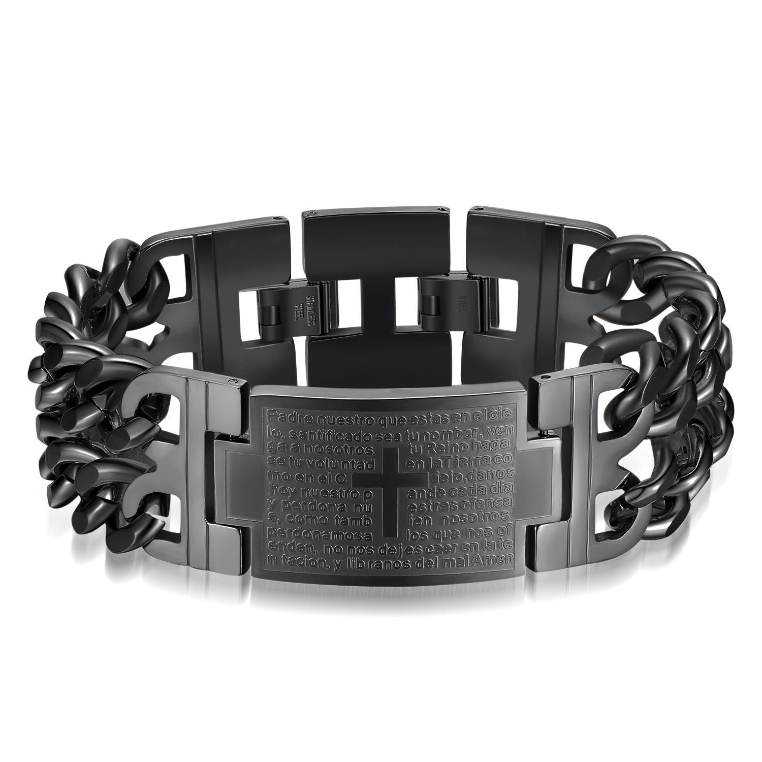 Pulsera de Cruz y Oración: Texto Sagrado y Moda con Carácter