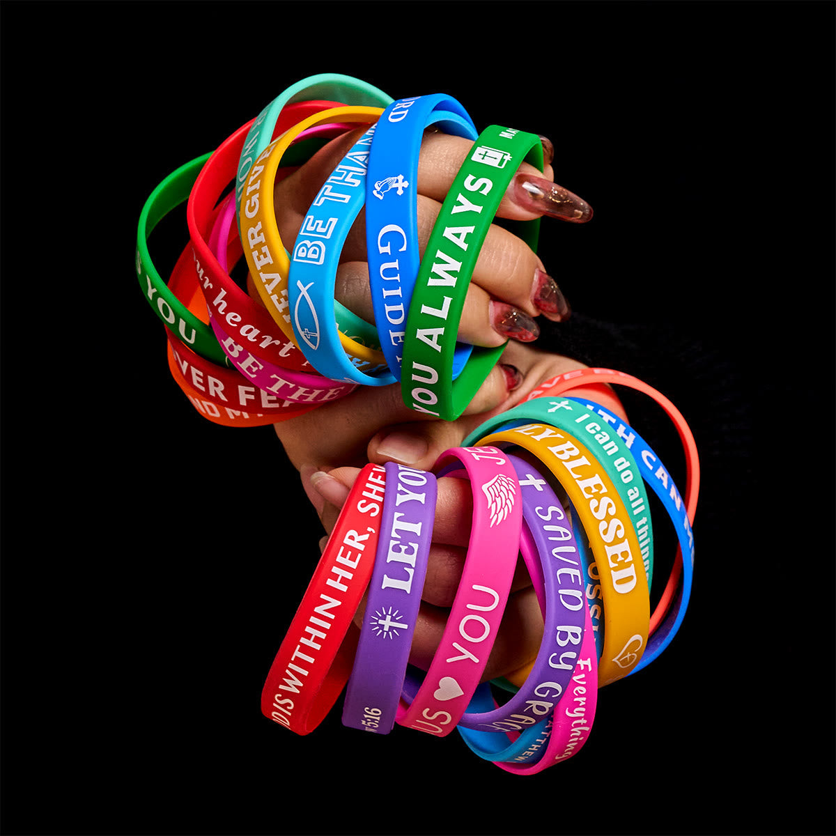 Pulseras de Silicona con Escritura: Recordatorios de Fe y Devoción en Color