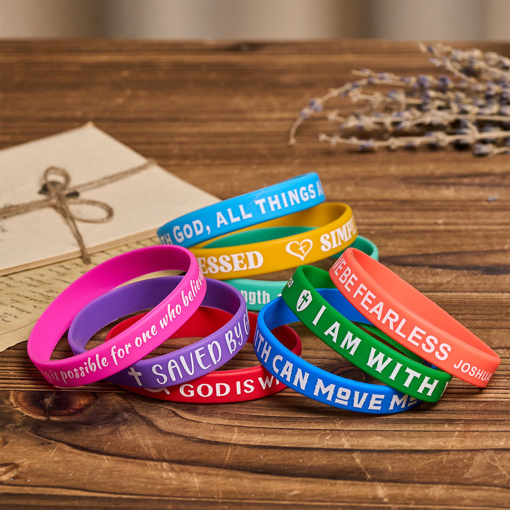 Pulseras de Silicona con Escritura: Recordatorios de Fe y Devoción en Color