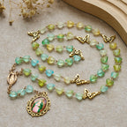 Rosario y Pulsera de Corazón y Mariposa Verde: Devoción y Espiritualidad con Arte