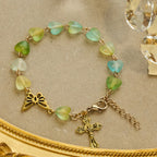 Rosario y Pulsera de Corazón y Mariposa Verde: Devoción y Espiritualidad con Arte