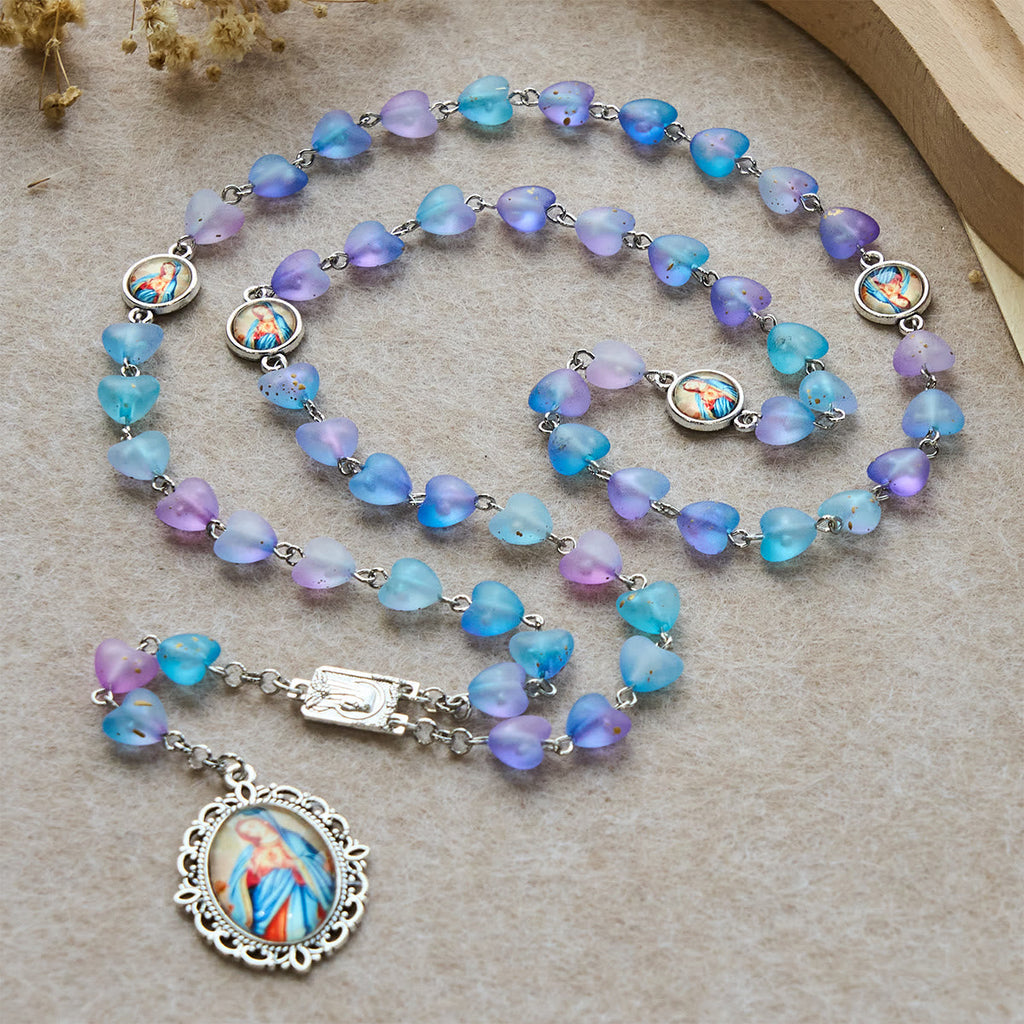 Rosario y Pulsera de Corazón y Mariposa Azul: Devoción y Espiritualidad con Arte