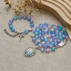Rosario y Pulsera de Corazón y Mariposa Azul: Devoción y Espiritualidad con Arte