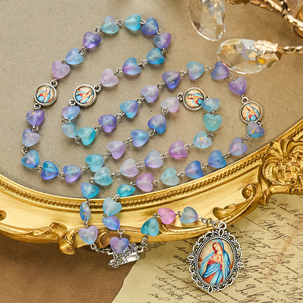 Rosario y Pulsera de Corazón y Mariposa Azul: Devoción y Espiritualidad con Arte