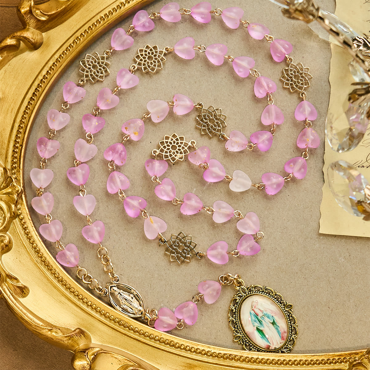 Rosario y Pulsera de Corazón y Mariposa Rosa: Devoción y Espiritualidad con Arte