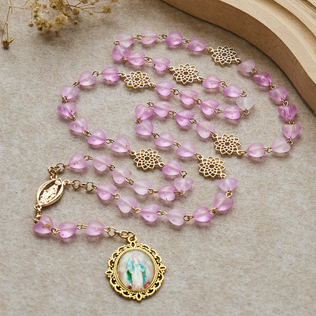Rosario y Pulsera de Corazón y Mariposa Rosa: Devoción y Espiritualidad con Arte