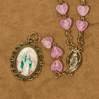 Rosario y Pulsera de Corazón y Mariposa Rosa: Devoción y Espiritualidad con Arte