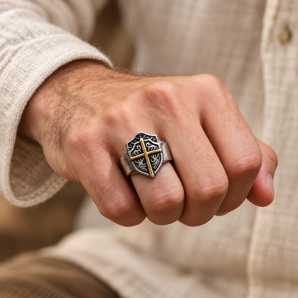 Shield Cross Ring