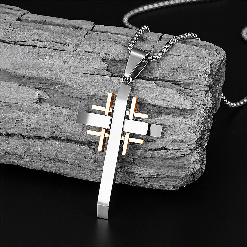 Collar con Dije de Cruz Geométrica: Fe Moderna y Devoción con Estilo
