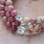 Pulsera Rosario de Alambre con Memoria de Veta de Palisandro y Piedra Mate con Medallas Marianas