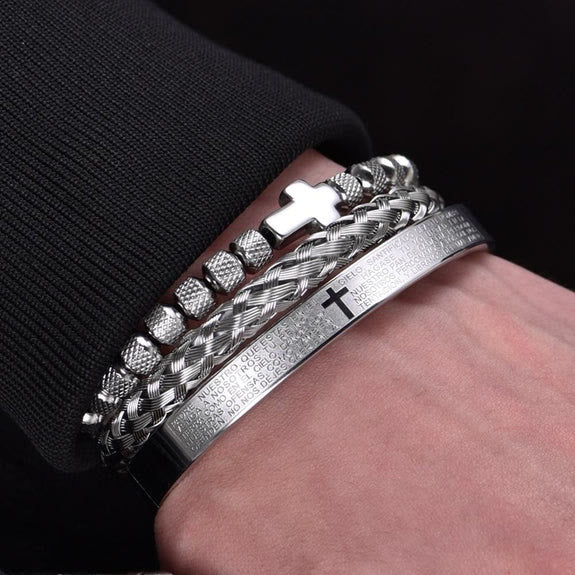 Set de Pulseras de Cruz Apilables: Fe Integrada a la Moda