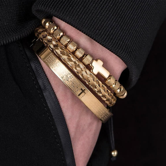 Set de Pulseras de Cruz Apilables: Fe Integrada a la Moda