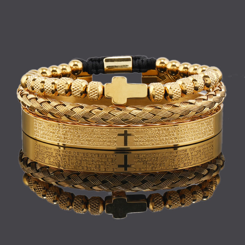 Set de Pulseras de Cruz Apilables: Fe Integrada a la Moda
