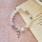 Pulsera de Oración con Cuentas UV que Cambian de Color en Tonos Pastel con la Virgen