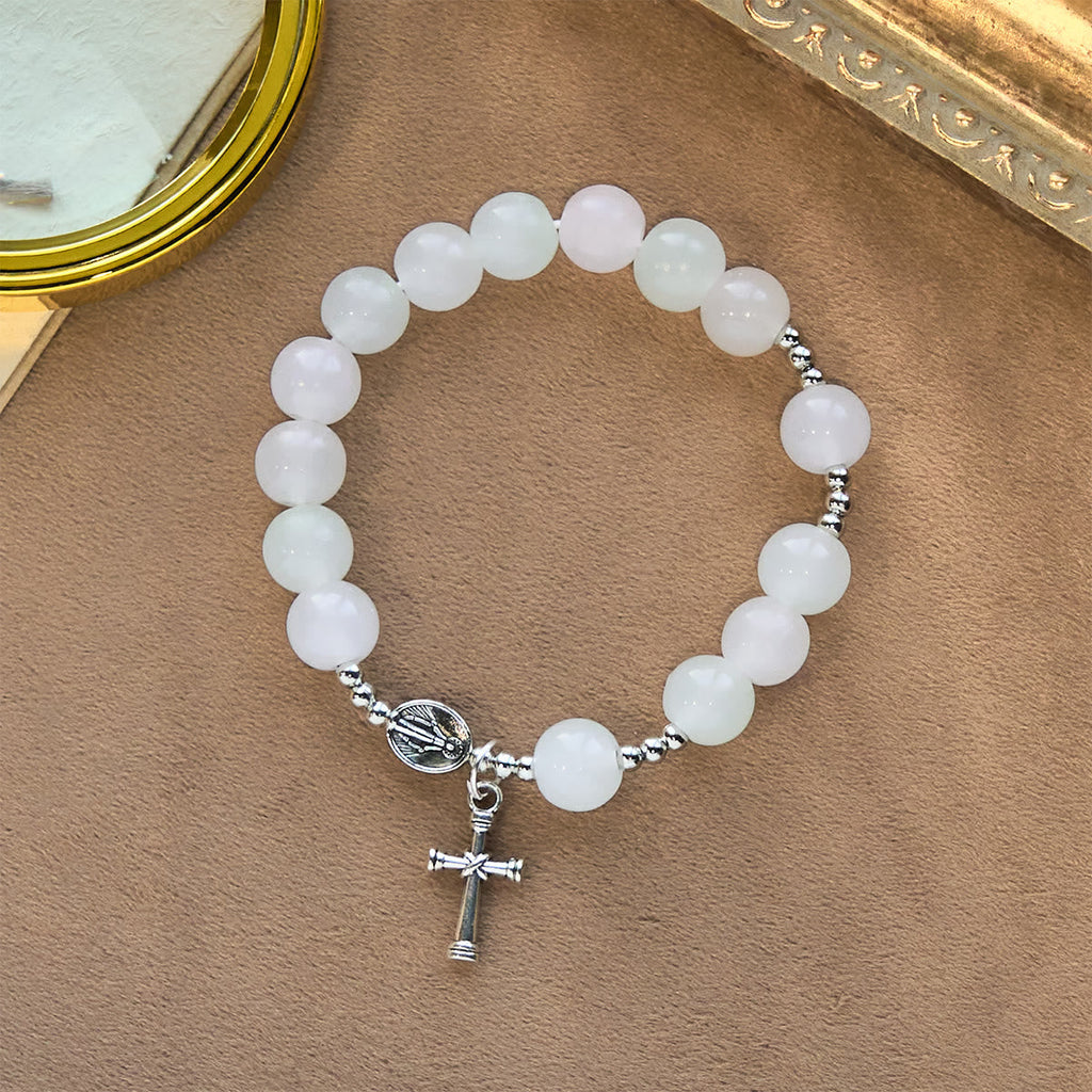 Pulsera de Oración con Cuentas UV que Cambian de Color en Tonos Pastel con la Virgen
