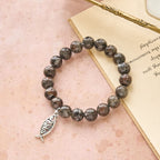 Pulsera Brillante de Piedra de Fuego que Cambia de Color con Dije Ichthus