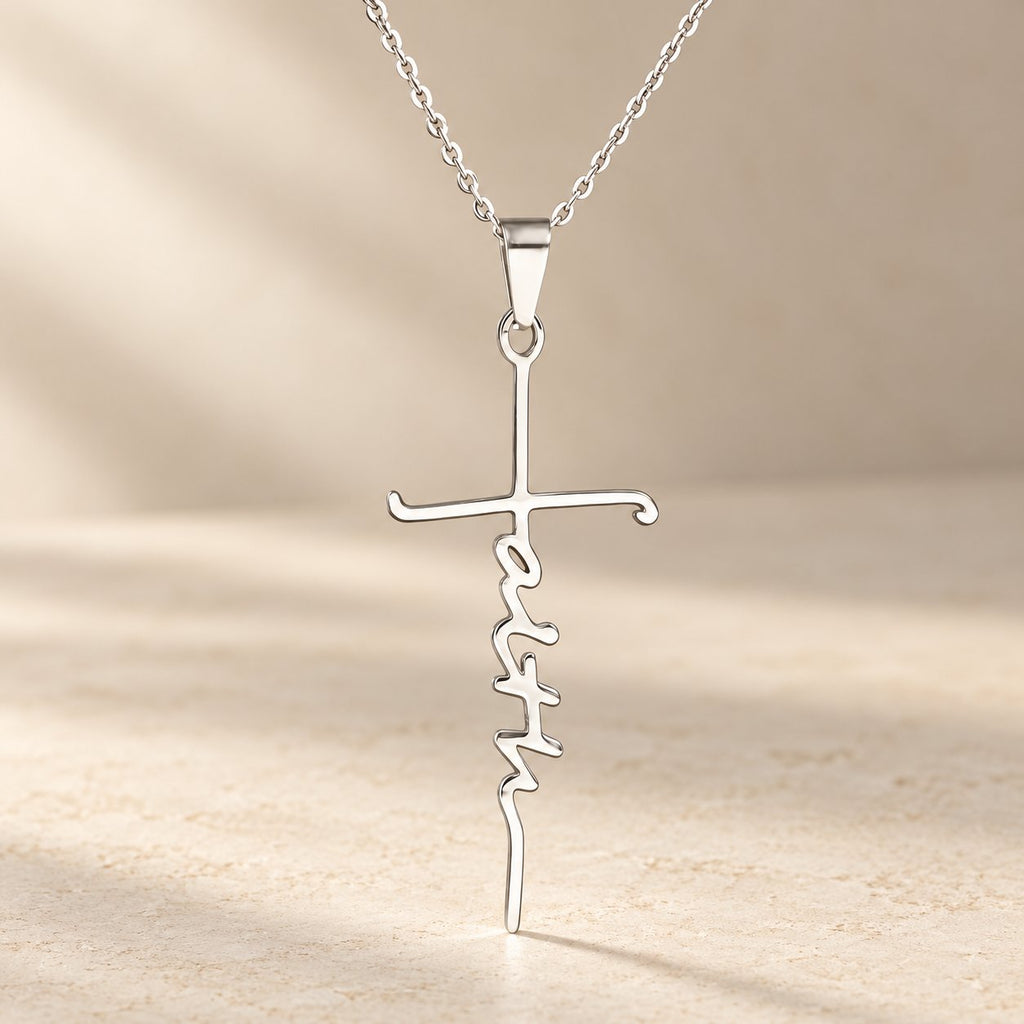 Elegant Scripted Faith Cross