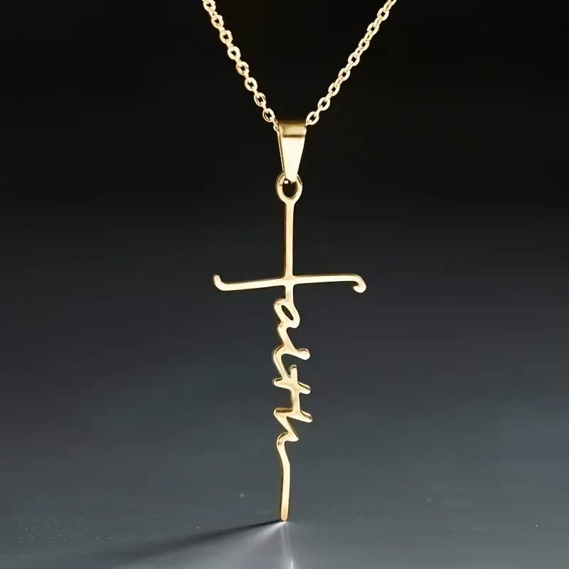 Cruz de Fe con Letra Elegante: Dije de Fe y Joyería para el Día a Día