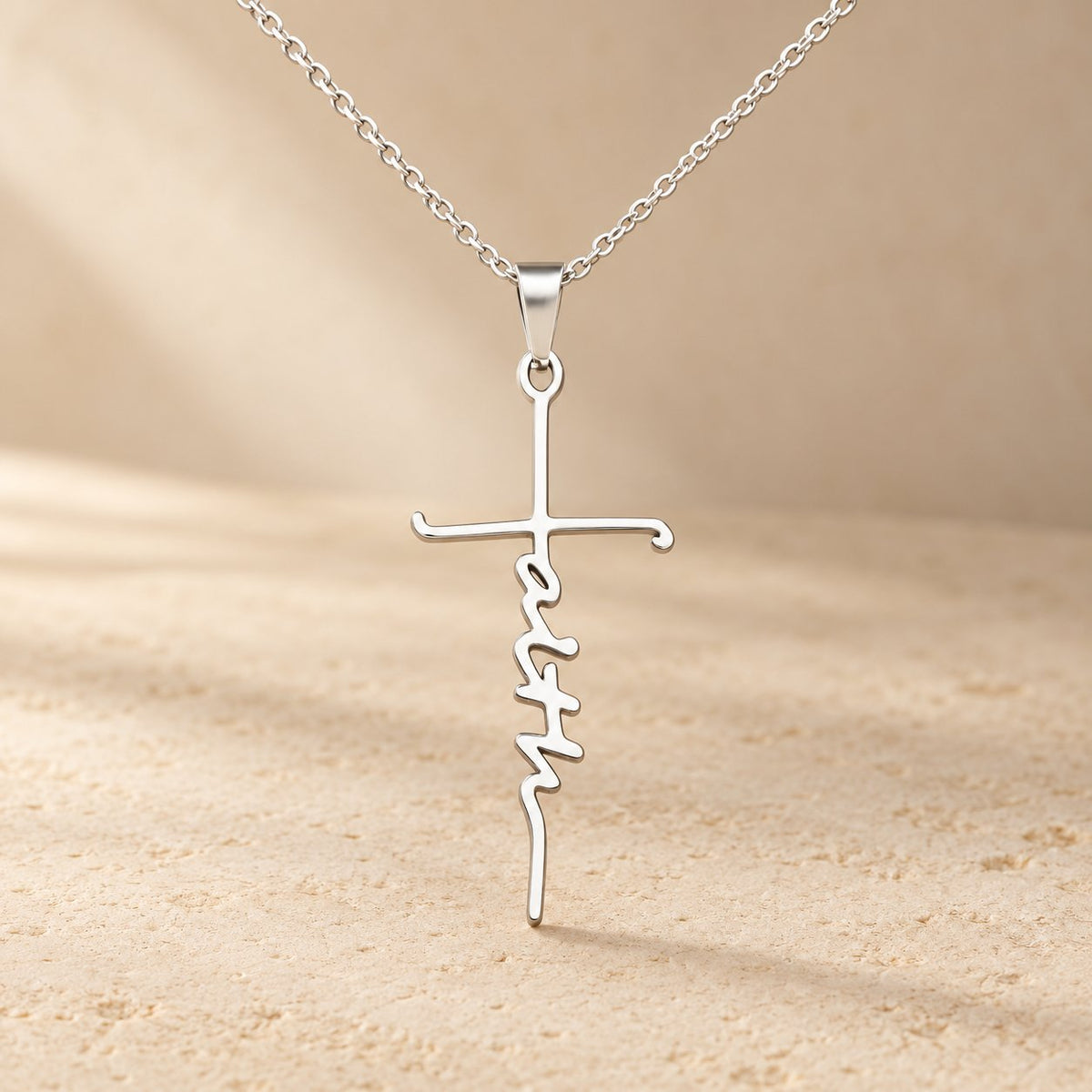 Elegant Scripted Faith Cross