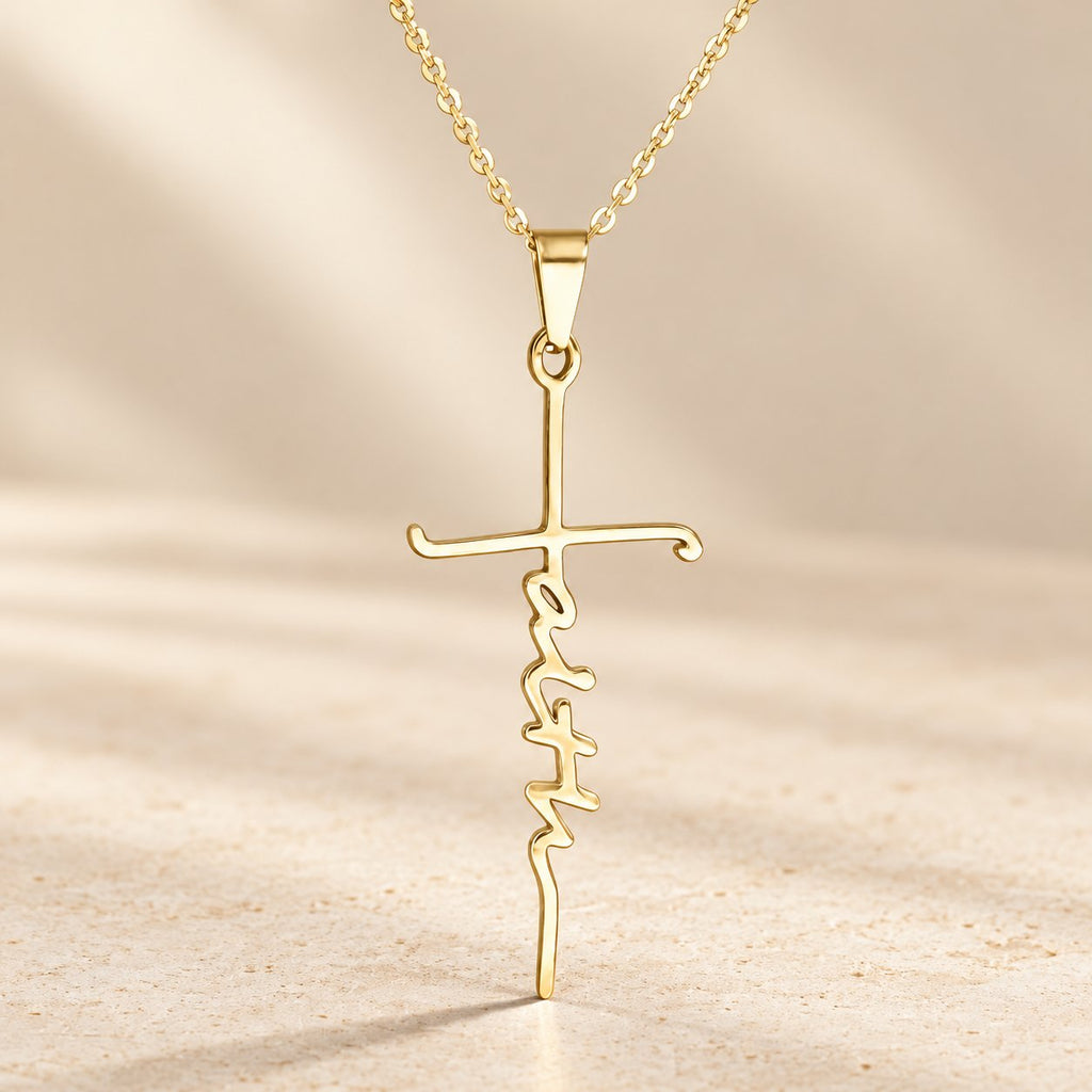 Elegant Scripted Faith Cross