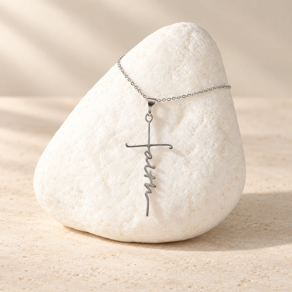 Elegant Scripted Faith Cross