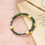 Pulsera Rosario de Alambre con Memoria de Ágata Musgo: Devoción para el Día a Día