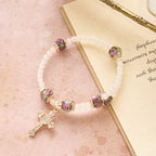 Pulsera Rosario de Alambre con Memoria con Detalle Floral: Devoción para el Día a Día